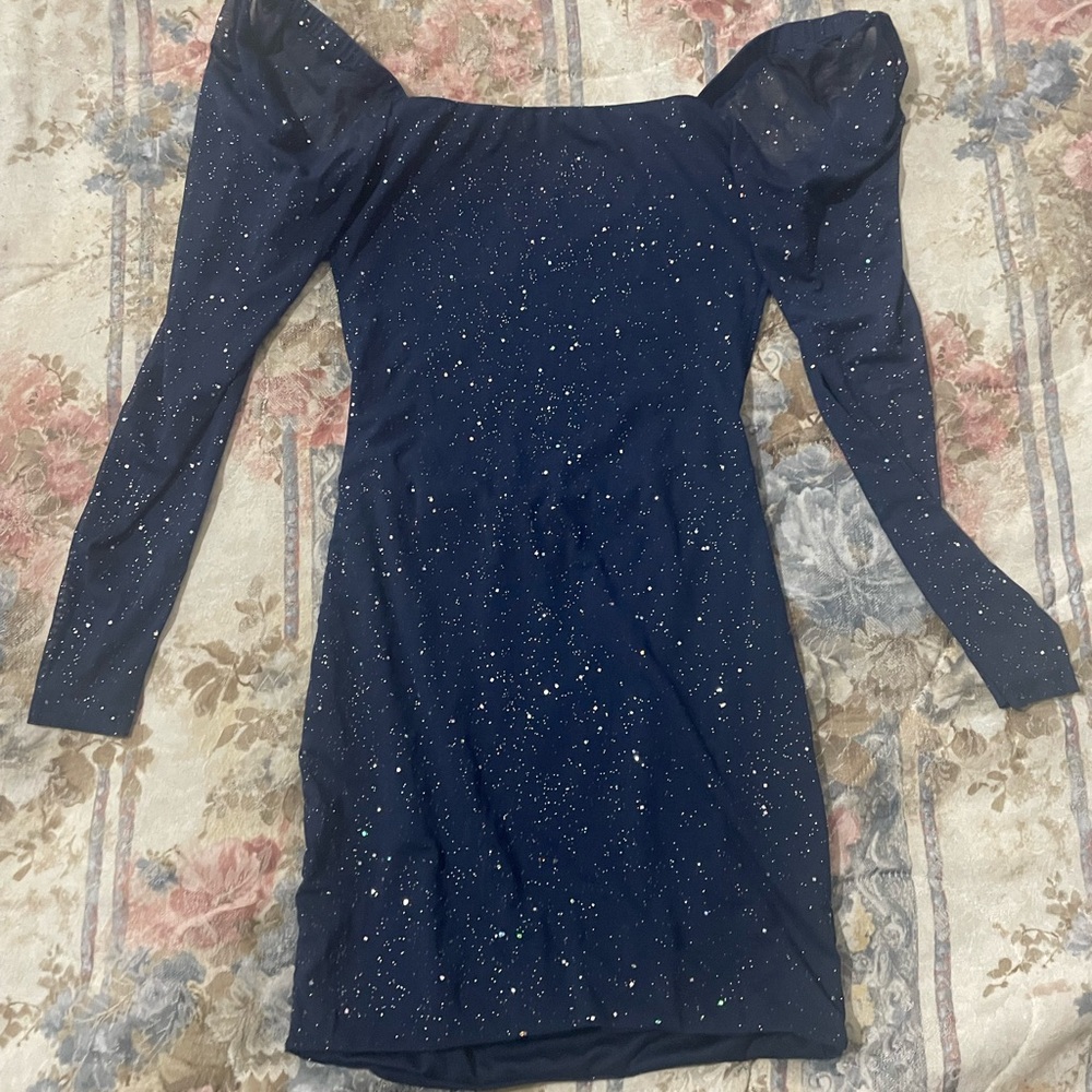 Elegant Navy Blue Backless Dress